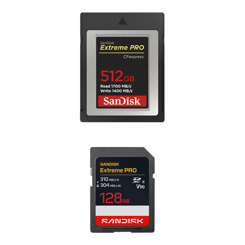 SanDisk 512GB Extreme PRO CFexpress Type B & 128GB SDXC Memory