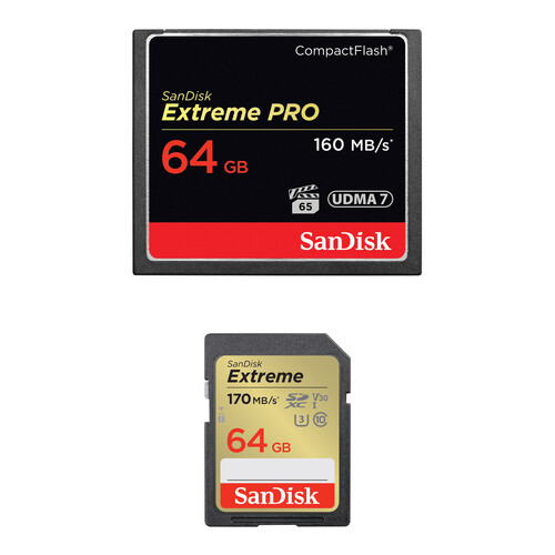SanDisk 64GB Extreme PRO CompactFlash & 64GB Extreme PRO UHS-I SDXC Memory Card Kit