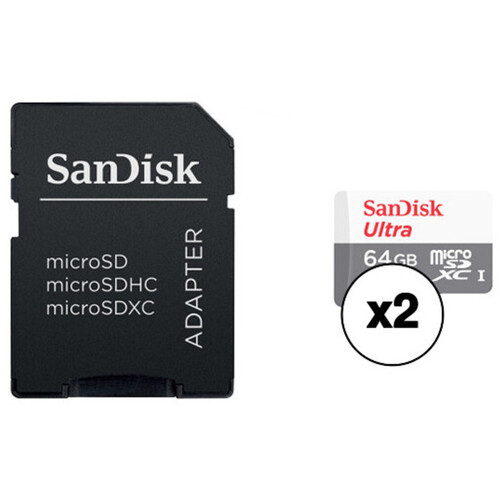 SanDisk 64GB Ultra UHS-I microSDXC Memory Card with SD Adapter (2-Pack)