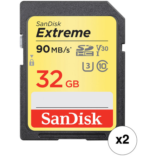 SanDisk 32GB Extreme UHS-I SDHC Memory Card Kit (2-Pack)