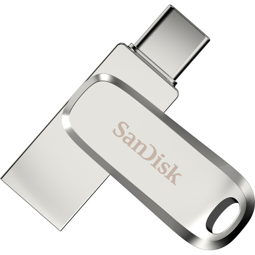 SanDisk 64GB Ultra Dual Drive Luxe USB 3.2 Gen 1 Flash Drive (Silver, USB-C / USB-A)