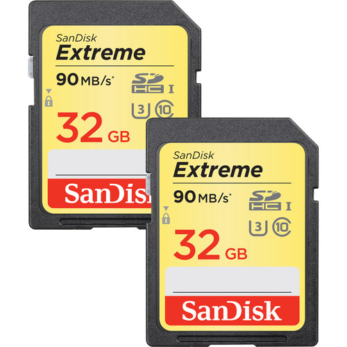 SanDisk 32GB Extreme UHS-I SDHC Memory Card (2-Pack)