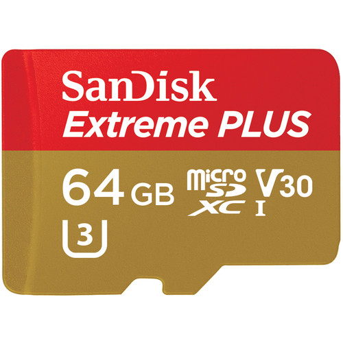 SanDisk 64GB Extreme PLUS UHS-I microSDXC Memory Card with SD Adapter
