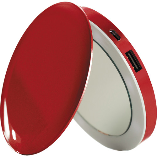 Sanho HyperJuice Pearl Compact Mirror with Rechargeable Battery Pack (Red)