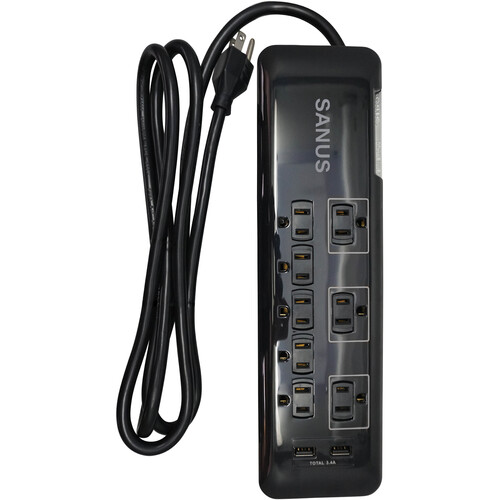 SANUS Surge Power Strip with 8-Outlets, 2 USB Ports