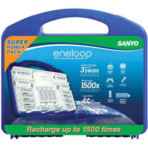 Sanyo eneloop 1500x Super Power Pack with AA and SEC-N16SETEVP