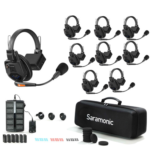 Saramonic WiTalk9-8S 8-Person Full-Duplex Wireless Intercom System with Single-Ear Headsets (1.9 GHz)