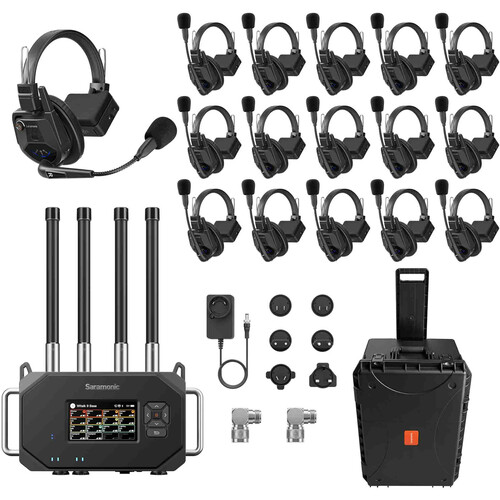 Saramonic WITALK9BASE-G16 Networkable Intercom Base Station with 16 WiTalk9X Single-Ear Headsets (G-Mount)