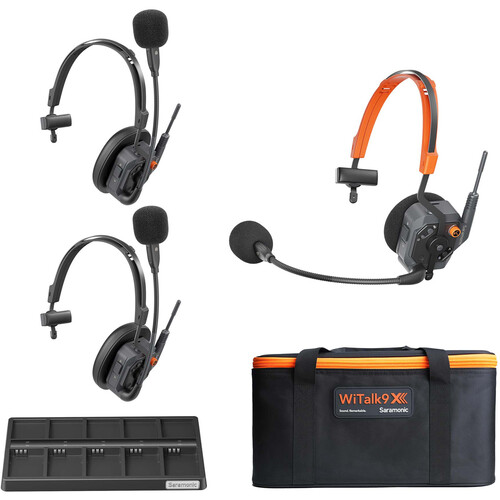 Saramonic WiTalk9X-3S 3-Person Modular 1.9 GHz Wireless Single-Ear Headset Intercom System