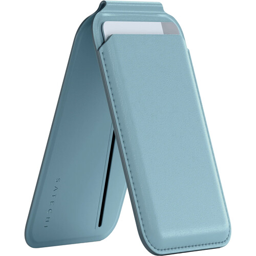 Satechi Vegan Leather Magnetic Smartphone Wallet/Stand (Light Blue)