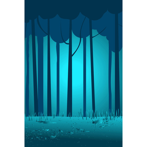 Savage Night Blue Woods Printed Vinyl Backdrop (5x7')