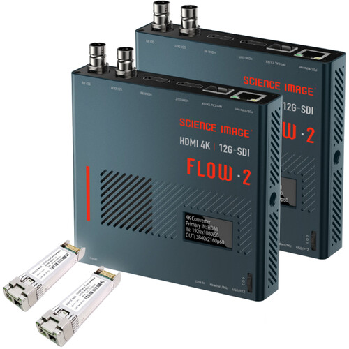 SCIENCE IMAGE Two Flow 2 Converters and 12G-SDI Fiber SFP Modules Bundle