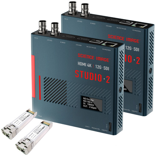SCIENCE IMAGE Two Studio 2 NDI Bidirectional Converters and 12G-SDI Fiber SFP Modules Bundle