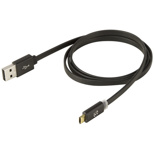 Scosche FlatOut LED USB 2.0 Type-A Male to Reversible Micro-USB Cable (3', Black)