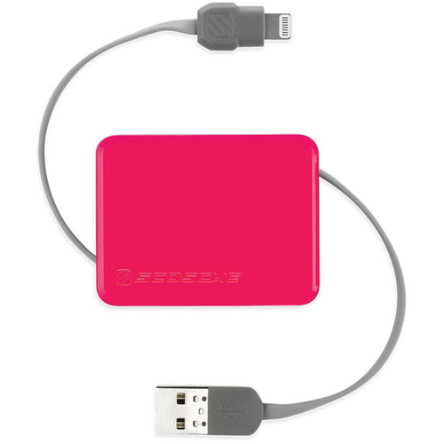 Scosche 3' boltBOX Retractable Charge & Sync Cable for Lightning Devices (Pink)