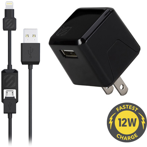 Scosche strikeBASE pro USB Wall Charger with Charge and Sync Cable (Black)