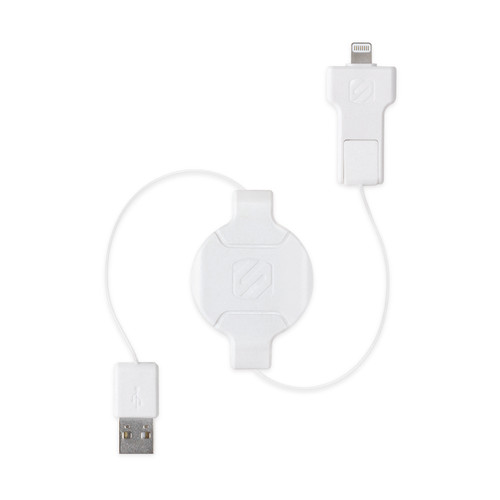 Scosche 3' SmartSTRIKE Pro Retractable Charge/Sync Cable for Lightning and Micro-USB (White)