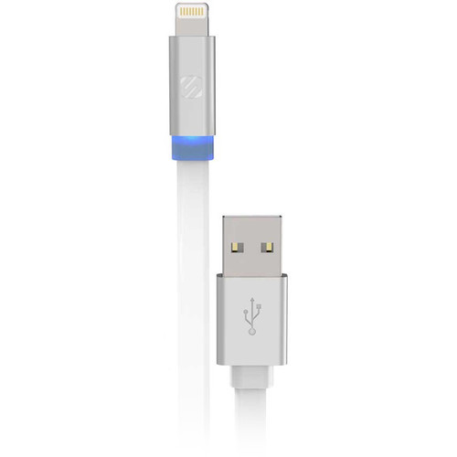 Scosche FlatOut Lightning to USB Charge and Sync Cable with LED Indicator (6', White)