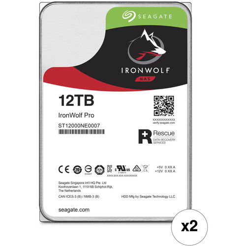 Seagate 12TB IronWolf Pro 7200 rpm SATA III 3.5" Internal NAS HDD Kit (2-Pack)