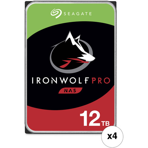 Seagate 12TB IronWolf Pro 7200 rpm SATA III 3.5" Internal NAS HDD (CMR, Retail, 4-Pack)