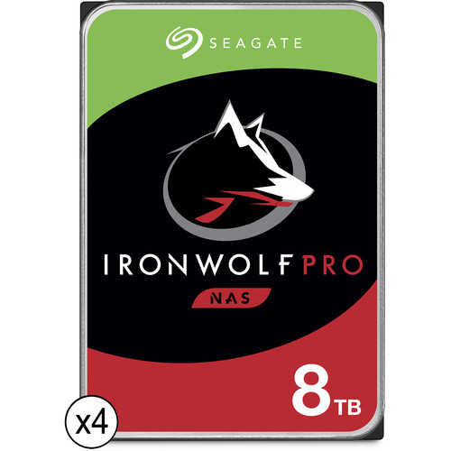 Seagate 8TB IronWolf Pro 7200 rpm SATA III 3.5" Internal NAS HDDs (CMR, Retail, 4-Pack)