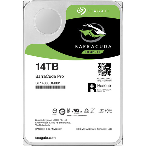 Seagate 14TB BarraCuda Pro 7200 rpm SATA III 3.5" Internal HDD (Retail)