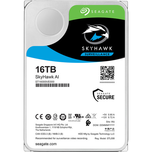 Seagate 16TB SkyHawk AI 7200 rpm SATA III 3.5" Internal Surveillance HDD