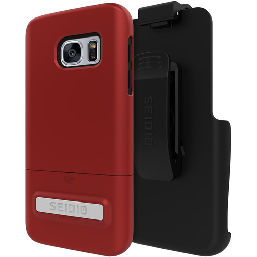 Seidio SURFACE Case with Kickstand and Holster for Galaxy S7 (Dark Red/Black)