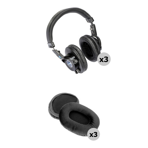 Senal SMH-1000-MK2 Professional Field and Studio Monitor Headphones Kit with Deluxe Velour Earpads (3-Pack)
