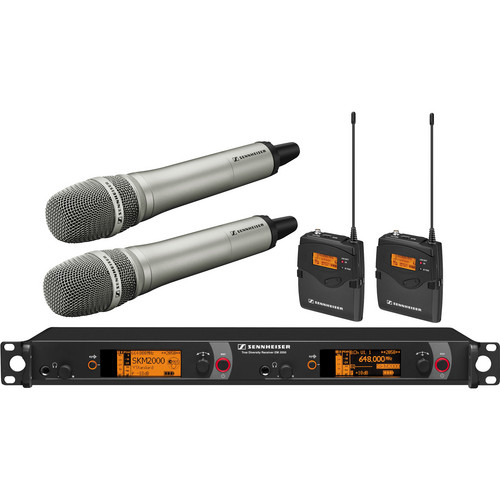 Sennheiser 2000 Series Dual Handheld/Bodypack Wireless Microphone System with KK 205 Capsules (Aw: 516 to 558 MHz, Nickel)