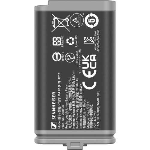 Sennheiser BA 70 (2.2) Rechargeable Battery Pack for Select Wireless Transmitters