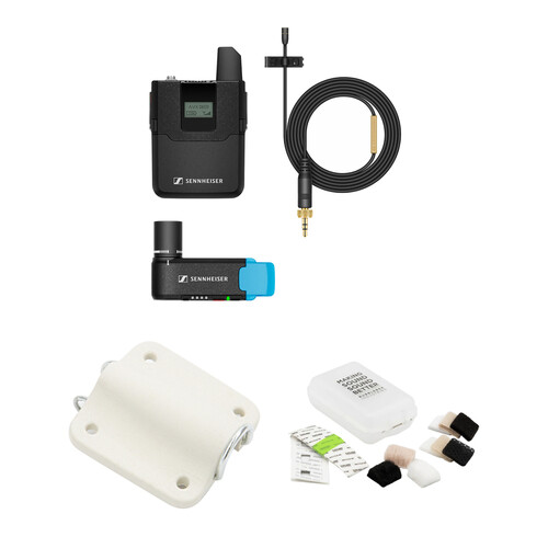 Sennheiser AVX-MKE2 SET Digital Camera-Mount Wireless Omni Lavalier Microphone System with Mic Hiding Kit and Lav Concealer (White, 1.9 GHz)