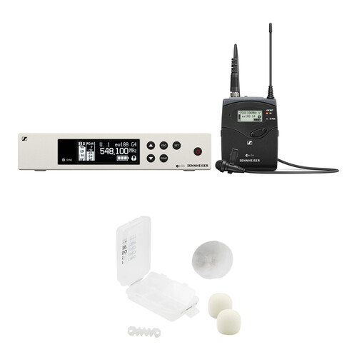 Sennheiser EW 100 G4-ME2 Wireless Omni Lavalier Microphone System with White Outdoor Kit (A1: 470 to 516 MHz)