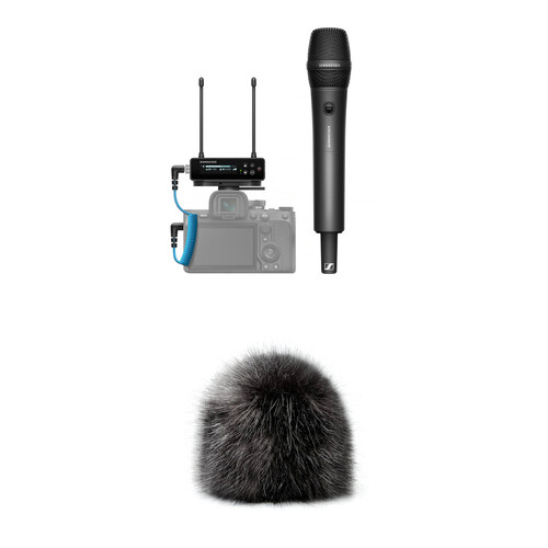 Sennheiser EW-DP 835 SET Camera-Mount Digital Wireless Handheld Microphone System Kit with Long-Haired Big Windbubble (Q1-6: 470 to 526 MHz)