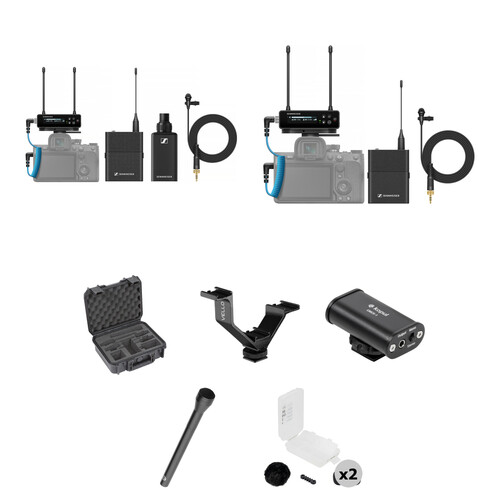 Sennheiser EW-DP Two-Person Camera-Mount Digital Wireless Combo Microphone System with Black Outdoor Kits (Q1-6: 470 to 526 MHz)