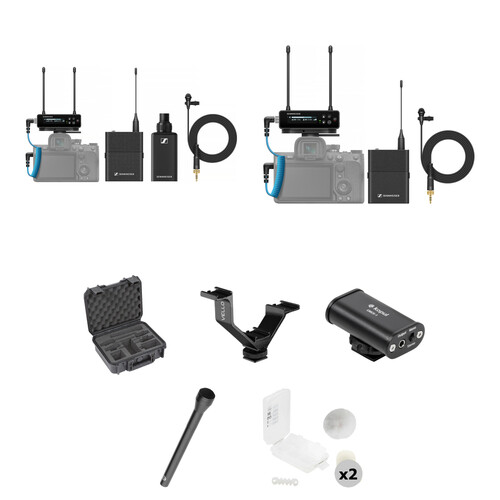 Sennheiser EW-DP Two-Person Camera-Mount Digital Wireless Combo Microphone System with White Outdoor Kits (Q1-6: 470 to 526 MHz)