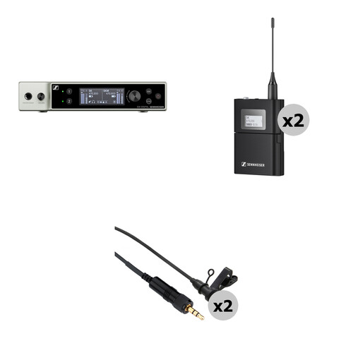 Sennheiser EW-DX EM 2 Two-Channel Digital Wireless System Kit with Bodypack Transmitters and Lavalier Microphones (R1-9: 520 to 607 MHz)