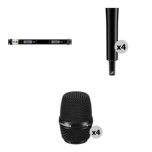 Sennheiser EW-DX EM 4 DANTE Four-Channel Digital Rackmount Receiver with Dante and 4 Handheld Mics with MMD 835 Capsules Kit (Q1-9: 470 to 550 MHz)