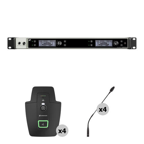 Sennheiser EW-DX EM 4 DANTE 4-Channel Digital Rackmount Receiver Kit with Four Gooseneck Microphones (Q1-9: 470 to 550 MHz)