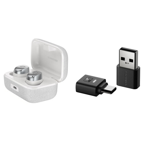 Sennheiser MOMENTUM True Wireless 4 Noise-Canceling Earbuds with BTD 700 Bluetooth Adapter (White Silver)