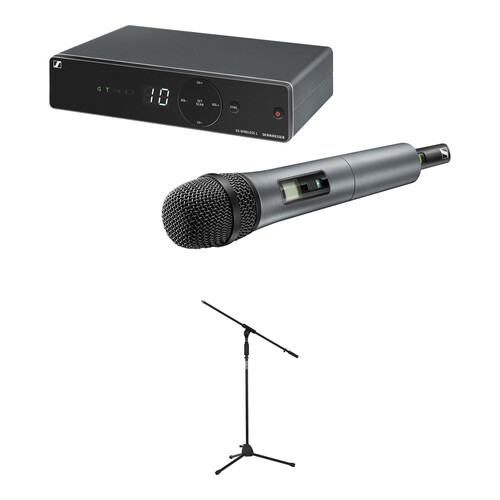 Sennheiser XSW 1-825-A UHF Vocal Set with e825 Dynamic Microphone & Tripod Mic Stand Kit (A: 548 to 572 MHz)