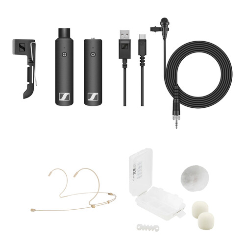 Sennheiser XSW-D LAVALIER SET Digital Wireless Lavalier and Beige Headset Microphone System with White Outdoor Kit (2.4 GHz)