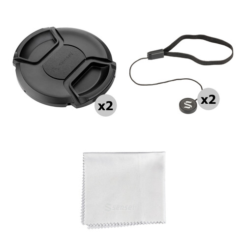 Sensei 58mm Center Pinch Snap-On Lens Cap and Cap Keeper Lens Cap Holder Kit (2-Pack)
