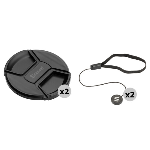 Sensei 95mm Center Pinch Snap-On Lens Cap and Cap Keeper Lens Cap Holder Kit (2-Pack)