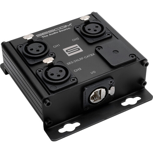 Sescom 3-Channel XLR 3-Pin Female Balanced Passive Audio Extender Box over Cat 5/6/7