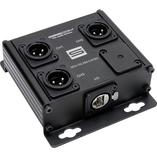 Sescom 3-Channel XLR 3-Pin Male Balanced Passive Audio Extender Box over Cat 5/6/7