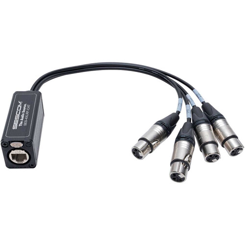Sescom 4-Ch Female XLR 3-Pin Connectors Passive Balanced Audio Extender over Cat 5/6/7