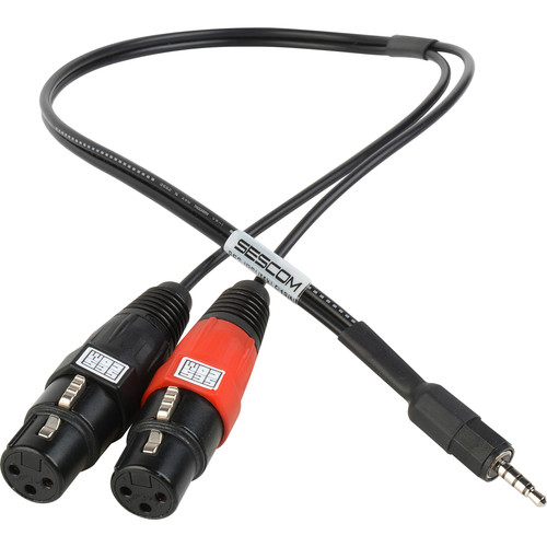 Sescom Dual Female XLR to 3.5mm TRRS Plug - Line to Mic Level Summing Cable for Mobile Devices (18")