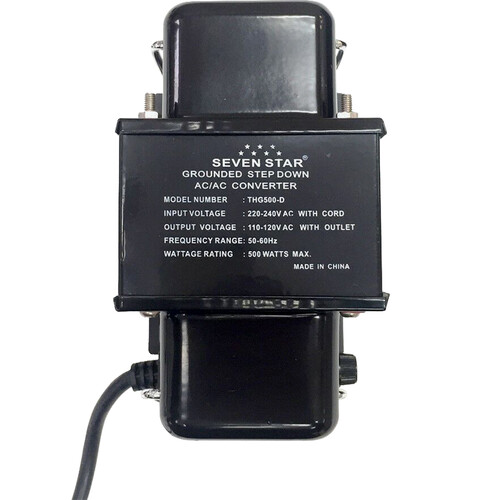 Sevenstar 500W 220V-to-110V Grounded Step Down Transformer