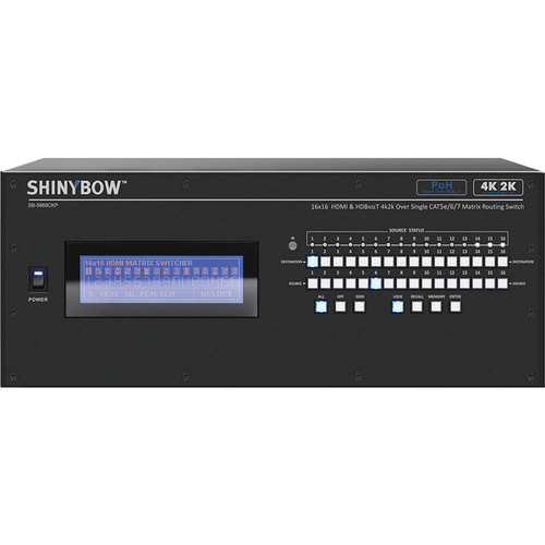Shinybow 16x16 HDMI & HDBaseT 4K2K CAT5e/6/7 Matrix Routing Switch with PoE